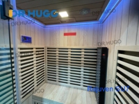 Sauna infrarouge intérieur DR.HUGO Rejuven SU7 pour 2 personnes, en bois de pruche, avec thérapie par lumière rouge à spectre complet