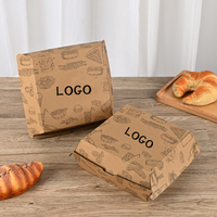 Caja de Papel Kraft Desechable para Hamburguesas, con Forma de Concha, Impresión de Logotipo Personalizado, Contenedor Ecológico para Llevar Comida para Restaurantes