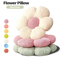 Coussin en velours côtelé rayé à pétales de fleurs, couleurs pastel variées, OEM ODM pris en charge, coussin décoratif pour sol et canapé