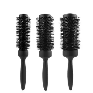 Round Brush With Elastic Teeth Hair A Mirror Salon Boar Bristle Rubber Handle Hairbrushes My Logo Squareshaped 3D Ball Shaped