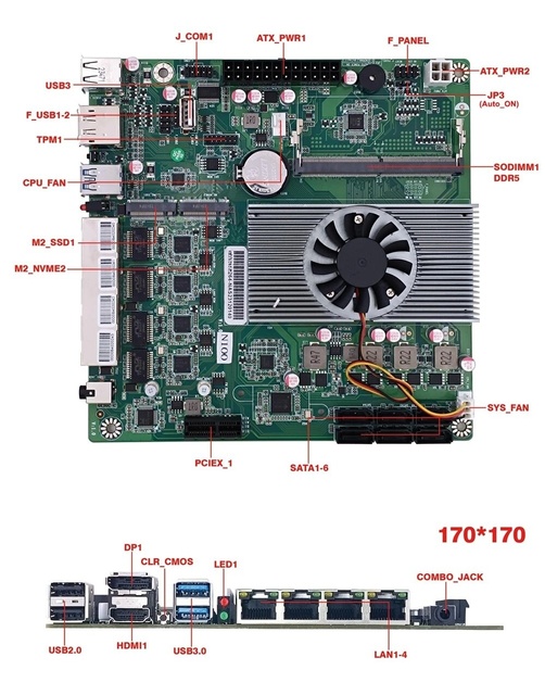 12th Gen Intel N100 Industrial Mini ITX Single Motherboard SATA 4*2.5G LAN DIY for Building Truenas Proxmox ESXi