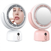 Ventilateur de bureau oscillant portable, silencieux, avec lumière de maquillage LED rechargeable par USB, 5 niveaux de luminosité réglables, personnalisable en usine