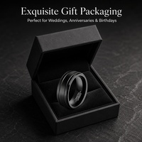 Bague unisexe en acier inoxydable plaqué or 18 carats, noire, épaisse, brossée, double rainure intérieure, hypoallergénique
