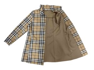 Trench-coat en daim pour femmes, vêtement personnalisé, en tissu écossais de chameau, avec <span class=keywords><strong>ceinture</strong></span>, micro fibre, impression numérique, - Product Image 5