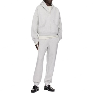 Sweat à capuche surdimensionné personnalisé avec fermeture éclair intégrale, logo imprimé en relief, coton lourd de haute qualité, sweat à capuche en molleton français pour hommes - Product Image 4