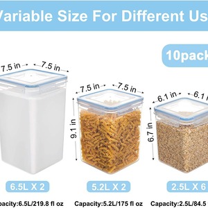 Hiện Đại 10-Mảnh Thiết Lập Trọng Lượng Nhẹ Hình Chữ Nhật PP Lưu Trữ Lọ 5Kg Công Suất Thực Phẩm Cấp Container Cho Khô Thực Phẩm Mì Ống Bột Cho - Product Image 6