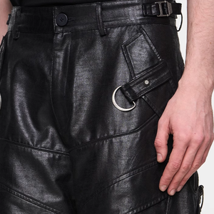 <span class=keywords><strong>Pantaloni</strong></span> Cargo da <span class=keywords><strong>uomo</strong></span> con cinturino regolabile in <span class=keywords><strong>ecopelle</strong></span> a gamba larga Multi-metallo in metallo ricamato <span class=keywords><strong>pantaloni</strong></span> motorizzati Street Style - Product Image 5