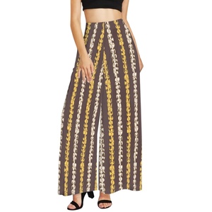 2024 nouvelle mode taille haute femmes pantalons larges Pikake arabe jasmin imprimer lâche femmes pantalons - Product Image 4