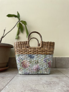 Bolso de Mano Artesanal de Jacinto de Agua Tejido a Mano, Diseño Estético de Decoupage, Bolso de Paja Ecológico, Bolso de Playa para el Verano, Regalo para Vacaciones - Product Image 2