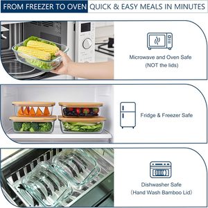 Contenants de stockage alimentaire en verre borosilicate de haute qualité avec couvercle en bambou, couvercle en <span class=keywords><strong>bois</strong></span> durable pour boîte à lunch bento pour pique-nique - Product Image 5