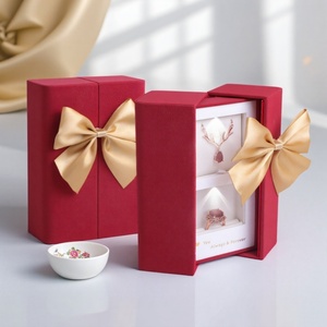 Valentine's Day Jewelry <b>Gift</b> <b>Box</b> High-end Double Door PU Leather LED Light Rectangular Ring Necklace Birthday <b>Gift</b> Packaging <b>Box</b> - Product Image 2