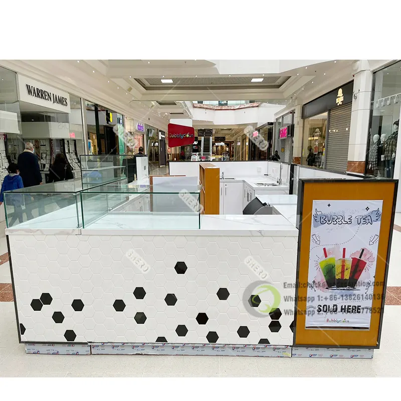 Guangzhou Shero Display Zähler perfekt anpassen Einkaufs zentrum Kiosk/Fast Food/Getränkes tation/Saftbar/Bubble Tea Design