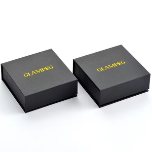 GLAMPKG <b>Black</b> Magnetic Closure Jewellery Gift Paper <b>Box</b> <b>Black</b> Foam Insert Gold LOGO Printed Folding Jewelry <b>Box</b> Packaging - Product Image 4