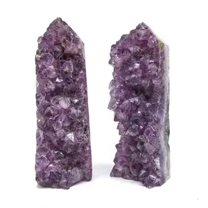 批发天然紫水晶簇大塔愈合石石英点水晶棒家居装饰