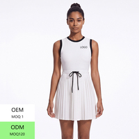 Robe de tennis respirante à séchage rapide pour le printemps et l'été, tenue de sport une pièce avec empiècements de couleur contrastante à la taille