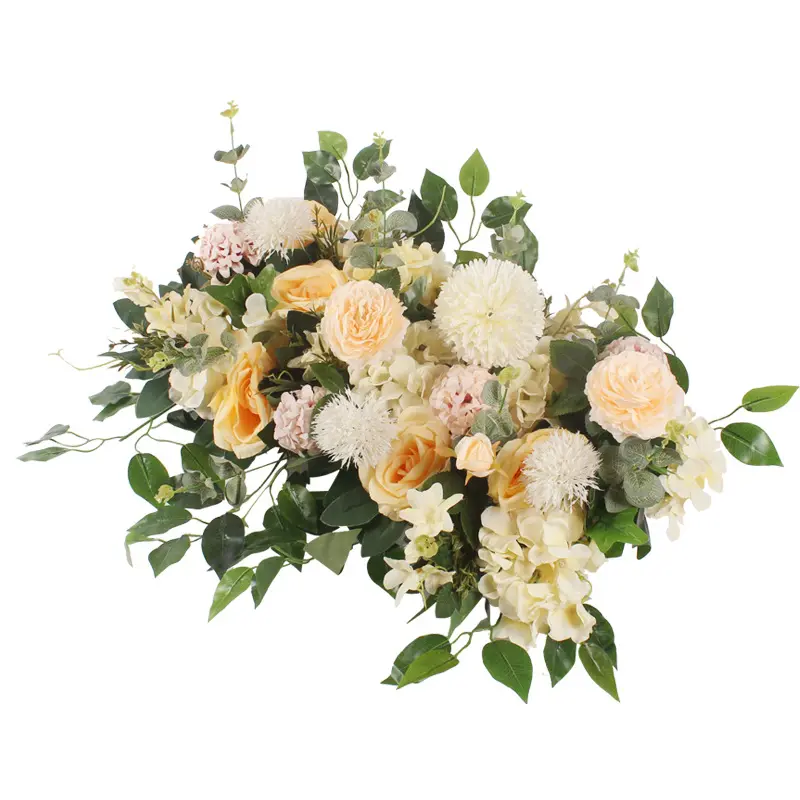 Wedding scene layout artificial flower stage background wall welcome area decoration thorn ball strip rose flower arrangement
