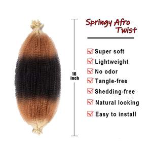 Perruques tressées pour femmes, 16-24 pouces, couleur ombrée, extensions de cheveux en fibre haute température, cheveux raides, bouclés ou torsadés - Product Image 4