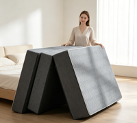 Dreifach Faltbare Gel-Memory-Foam-Matratze, 6 Zoll Queen-Size Tragbare Klappbare Boden-Gästebett mit Abnehmbarem Waschbarem Bezug