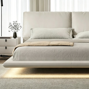 <span class=keywords><strong>Letto</strong></span> Matrimoniale Sospeso in Pelle Minimalista Italiano di Lusso Leggero, Imbottito in Piuma, Moderno per <span class=keywords><strong>Camera</strong></span> <span class=keywords><strong>da</strong></span> <span class=keywords><strong>Letto</strong></span> Padronale, Arredamento Casa - Product Image 5
