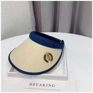 Visera de Sol para Mujer, Estilo Coreano, Protección UV, Ala Ancha, Sombrero de Verano para Exteriores, Azul Marino, Negro, Beige, Material PC - Product Image 3