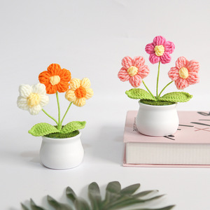 2025 Children's Day <b>Gift</b> Creative Crochet Flowers Wholesale Handmade Wool Knitted Flower Pot - Product Image 4