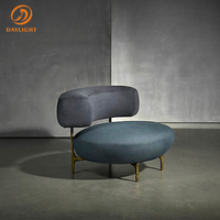Vente en gros, meubles de restaurant, bon marché, canapé en velours, chaises de loisirs bleu foncé