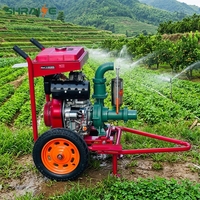 Pompe à eau centrifuge diesel portable sur chariot, monophasée, haute pression 50m, pour la lutte contre la sécheresse, l'approvisionnement en eau des montagnes et l'irrigation agricole