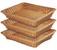 Panier de boulangerie en rotin PP tressé à la main, écologique et imperméable, style tendance, ensemble de plateaux de présentation pour fruits et aliments