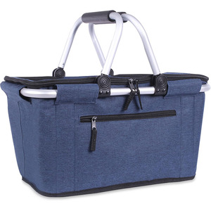 Cesta de Compras Plegable Reutilizable de Gran Capacidad de 27L, Cesta de Compras Aislada Plegable de 600D con Tapa y Cierre de Cremallera - Product Image 1