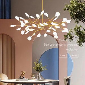 โคมไฟระย้าหิ่งห้อยแบบเรียบง่ายทันสมัยสำหรับห้องนั่งเล่นห้องนอนห้องรับประทานอาหารโคมไฟสไตล์นอร์ดิกสีแดงใหม่ - Product Image 3