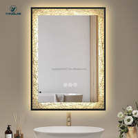 Miroir intelligent de luxe au design artistique, miroir mural LED pour salle de bain, luminaire de maquillage intelligent anti-buée pour salon et hôtel
