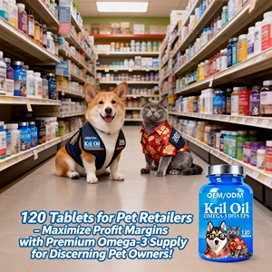El Más Popular: Botella de 120 Tabletas de Aceite de Krill para Perros y Gatos, Apoyo para la Salud de la Piel y el Pelaje, Salud Cardiovascular y Cognitiva, OEM/ODM - Product Image 4