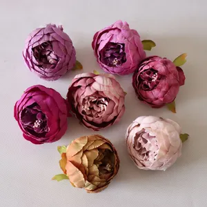 Flores artificiales para decoración del hogar, peonías de seda hechas a mano, diseño de flores de peonía falsas, DIY