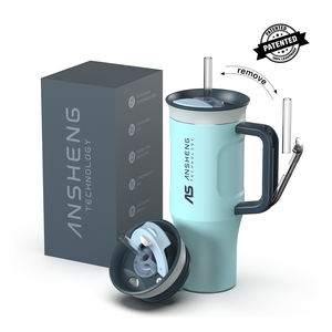 Gobelet isotherme à double paroi en acier inoxydable de 40 oz avec couvercle en silicone et paille en PP réutilisable pour le camping - Product Image 1