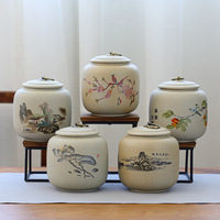 Boîte à thé en céramique de grande capacité en étain pour le stockage du thé Poterie brute Théière en céramique Pots de médecine traditionnelle chinoise avec couvercle