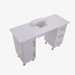 Mesa de Manicura Moderna de Lujo con Colector de Polvo, Juego de Mesa y Silla Doble de Madera para Salón de Belleza, Diseño para Sala de Estar - Product Image 2
