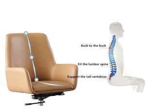 La mejor silla de oficina de cuero ergonómica ejecutiva moderna, muebles cómodos Rolling Boss con espuma de aluminio, cuero Boss giratorio - Product Image 5