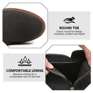 Damen Stiefeletten Round Toe Elegante Lederstiefel Chunky <span class=keywords><strong>Low</strong></span> Heel Rutsch fester kurzer Stiefel Herbst Winter Bootie mit seitlichem Reiß verschluss - Product Image 4