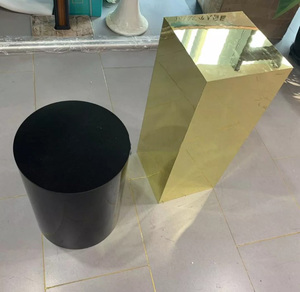 Support carré de socle de fleur de pilier de miroir acrylique d'or modèle pour la décoration de fête de colonnes de mariage emballées dans le carton - Product Image 2