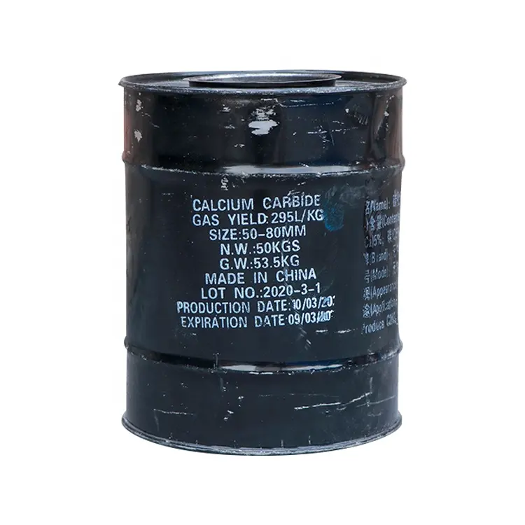 China calcium carbide plant for producing gas /calcium carbide 50kg 100kg packing iron drum