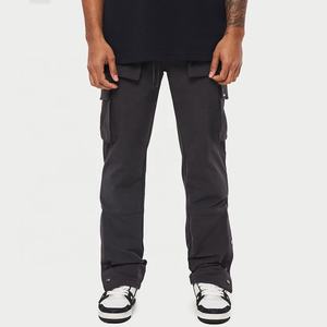 Wholesale Stretch <strong>Popper</strong> Detail Stacked Cargo Pants for Men New Streetwear Mens Cargo Pants with Side Pockets - Product Image 3
