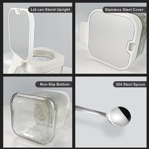 Rõ ràng Glass gia vị hộp đựng Chậu 8 oz gia vị Jar gia vị container với 304 thép không gỉ có nắp đậy và thìa gia vị lọ - Product Image 4