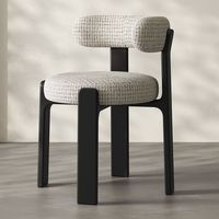 Chaise de salle à manger moderne en bois massif avec dossier rembourré en lin, design ergonomique pour usage domestique et commercial, vente en gros