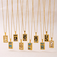 ODM Collier Femme Perhiasan Kalung Kartu Tarot Zirkon Tetes Persegi Panjang Baja Tahan Karat