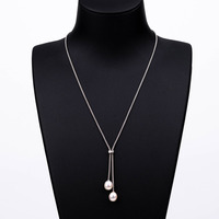 Collier en argent sterling rhodié avec 2 perles d'eau douce naturelles délicates de 8-8,5 mm, accessoires féminins tendance, vente chaude
