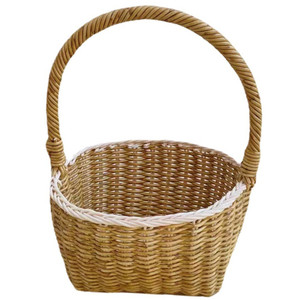 hand woven Plastic Rattan Portable picnic shopping outdoor outing gift basket