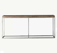 Table console moderne italienne de luxe en bois massif avec structure en acier inoxydable pour villa de luxe, hôtel, projet d'entrée