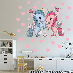 Autocollant mural coloré <span class=keywords><strong>licorne</strong></span> personnalisé, étiquette personnalisée avec nom, thème monogramme en vinyle, papier peint pour <span class=keywords><strong>chambre</strong></span> d'enfant, bébé, <span class=keywords><strong>chambre</strong></span> d'enfant, nouvelle collection - Product Image 2
