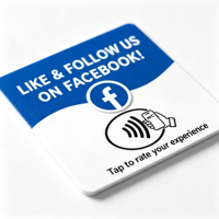 Carte NFC en acrylique pour avis Facebook, carte NFC NTAG213 120x120mm, passive, réinscriptible, pour avis sur le magasin du commerçant