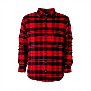 เสื้อเชิ้ตแฟลนเนลลายสก็อตแฟชั่นปักโลโก้ตามสั่ง ผ้าวูล 100% เสื้อเชิ้ตแขนยาวผู้ชาย มีกระเป๋าแบบฝาปิดสองชั้น เสื้อเชิ้ตแฟลนเนลลำลองผู้ชาย - Product Image 1